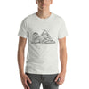 Camiseta con ilustración de la pirámide y la esfinge de la herencia egipcia