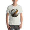 Composición abstracta de giro artístico con camiseta de esfera torcida en 3D
