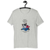 Super cachorro lindo perro de dibujos animados en camiseta de disfraz de héroe volador