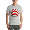 Camiseta de bola 3D de vector abstracto: diseño moderno con forma redonda y patrón de esfera global