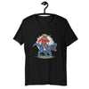 Perro Pug y dinosaurio T-Rex en un lindo y salvaje arte vectorial - Camiseta