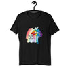 Camiseta Splattered Love LGBT Pride con labios manchados y bandera vibrante del arco iris