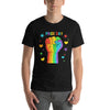 Camiseta colorida de la mano del arco iris