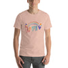 Camiseta dibujada a mano de expresión creativa Celebrando el amor y el arco iris