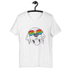 Perro de moda en gafas de arco iris - Camiseta de ilustración de arte de línea dibujada a mano
