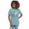 Meow on Wheels  Whimsical Flat Animal Cat on Bicycle T-Shirt