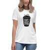 Retro First I Need Coffee Quote Badge T-Shirt